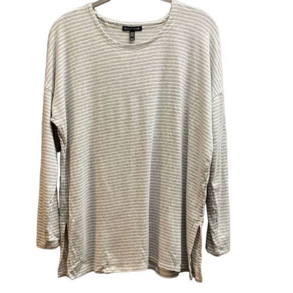 Eileen Fisher women’s striped long sleeve, gray and white top size XS - Picture 2 of 5